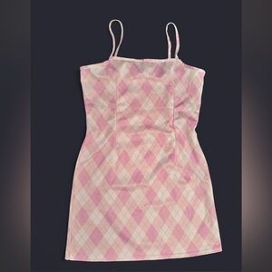 Pink Argyle Spaghetti Strap Dress